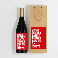 Secret Santa Idiot Bag & Wine Label
